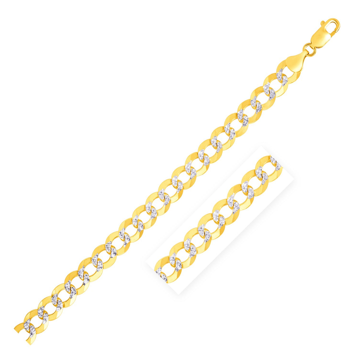 14k Two Tone Gold Pave Curb Chain
