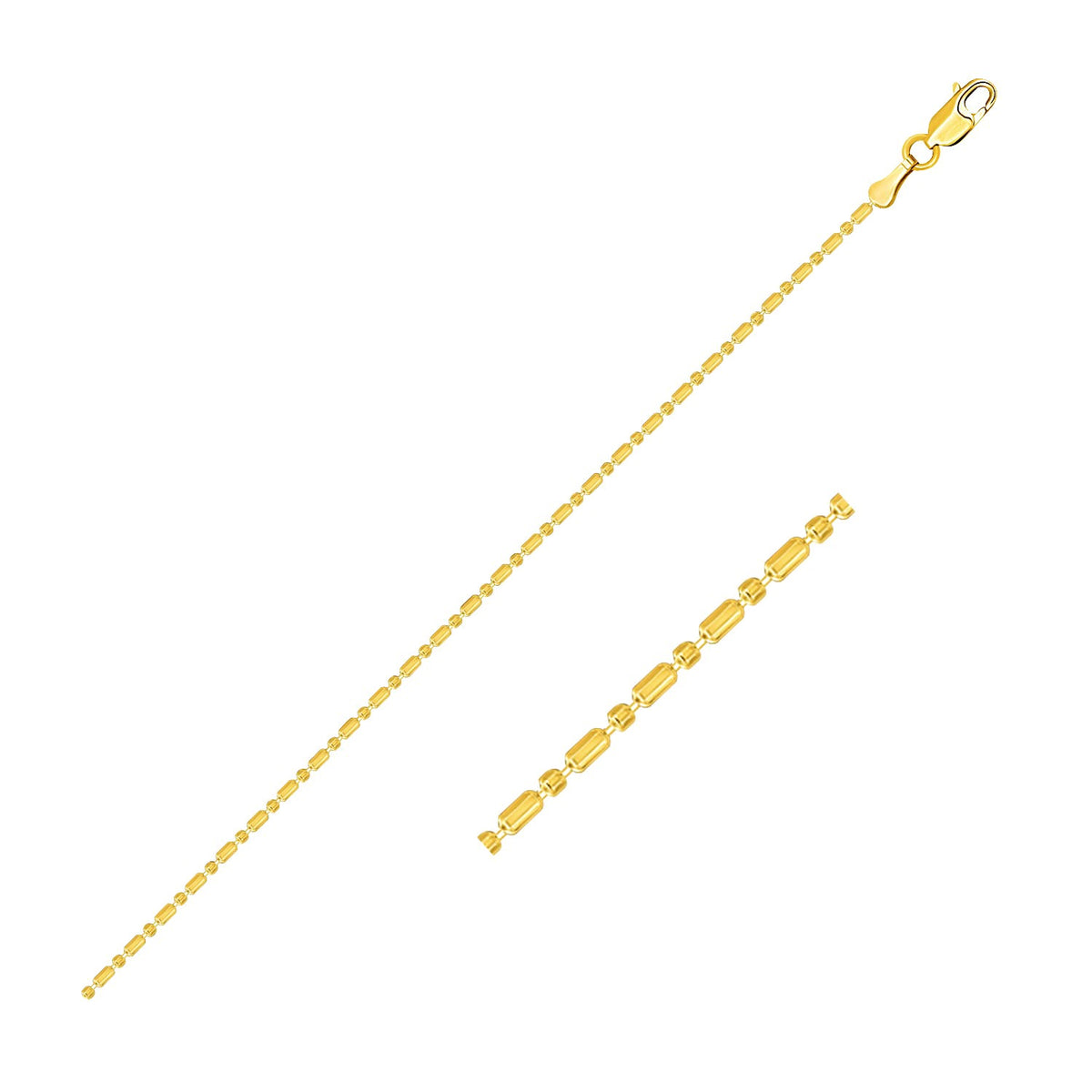14k Yellow Gold Diamond-Cut Bead Chain