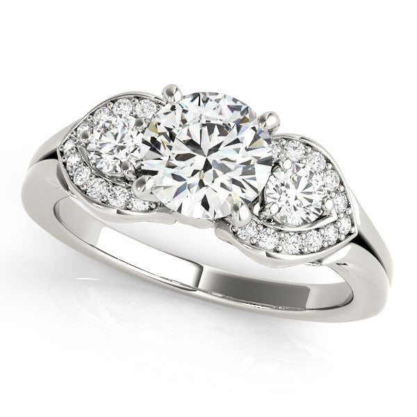 14k White Gold 3 Stone Diamond Engagement Antique Style Ring (1 3/8 cttw) RCJ Rings  CELESTIA LUXE JEWELLERS