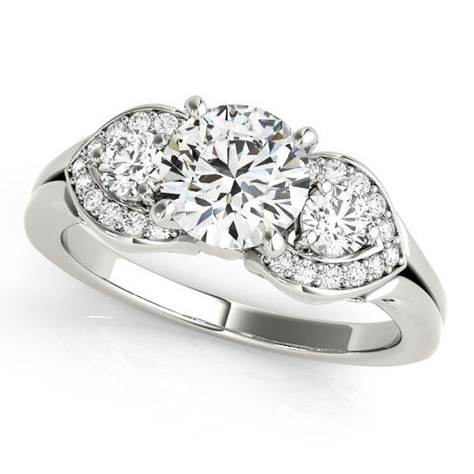 14k White Gold 3 Stone Diamond Engagement Antique Style Ring (1 3/8 cttw) RCJ Rings  CELESTIA LUXE JEWELLERS