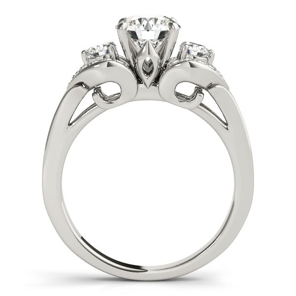 14k White Gold 3 Stone Diamond Engagement Antique Style Ring (1 3/8 cttw) RCJ Rings  CELESTIA LUXE JEWELLERS