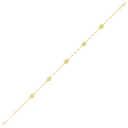 Miroir Mariner Station Anklet — 14K Yellow Gold, 10 in