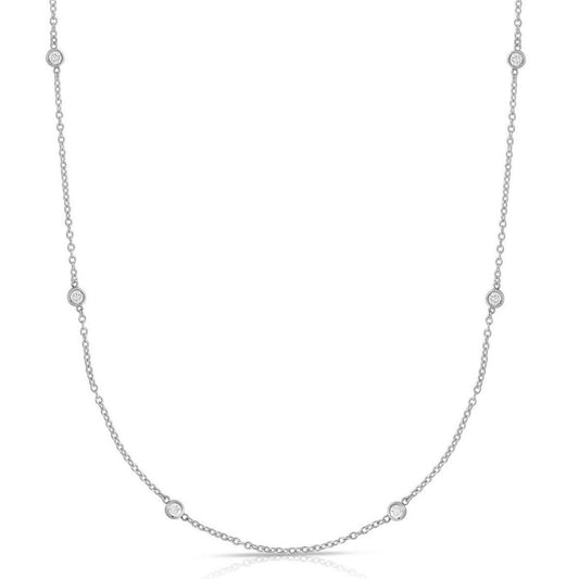 Éclat By-the-Yard Necklace — 14K White Gold, Diamond Stationed