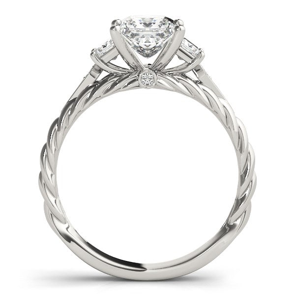 14k White Gold Princess Cut 3 Stone Antique Style Diamond Ring (1 1/8 cttw) RCJ Rings  CELESTIA LUXE JEWELLERS