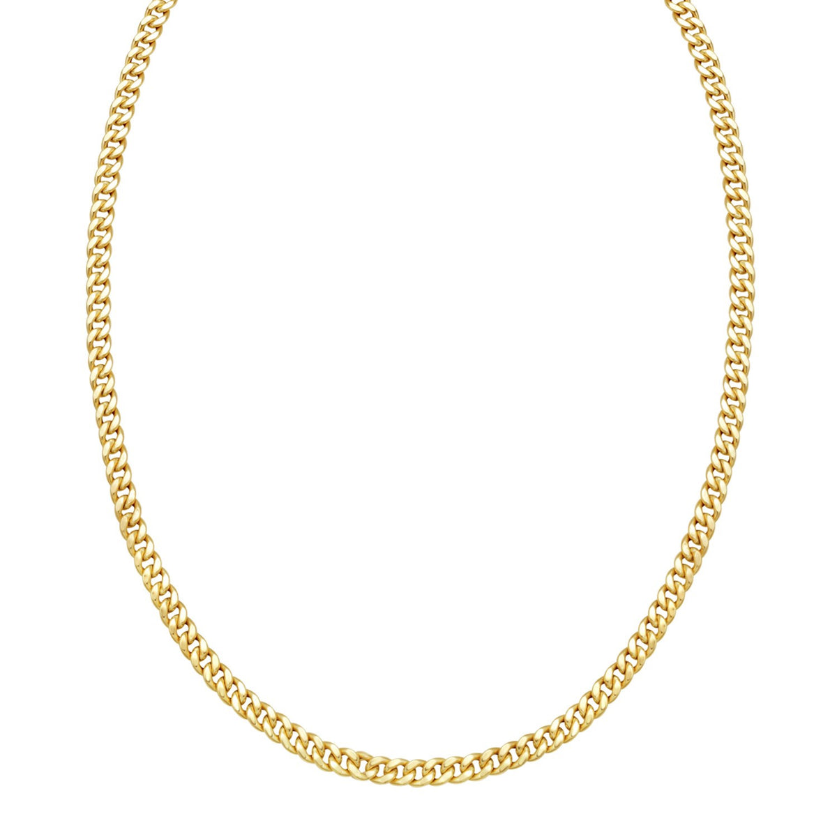 14K Yellow Gold Petite Faceted Cuban Link Chain Necklace (4.50 mm)