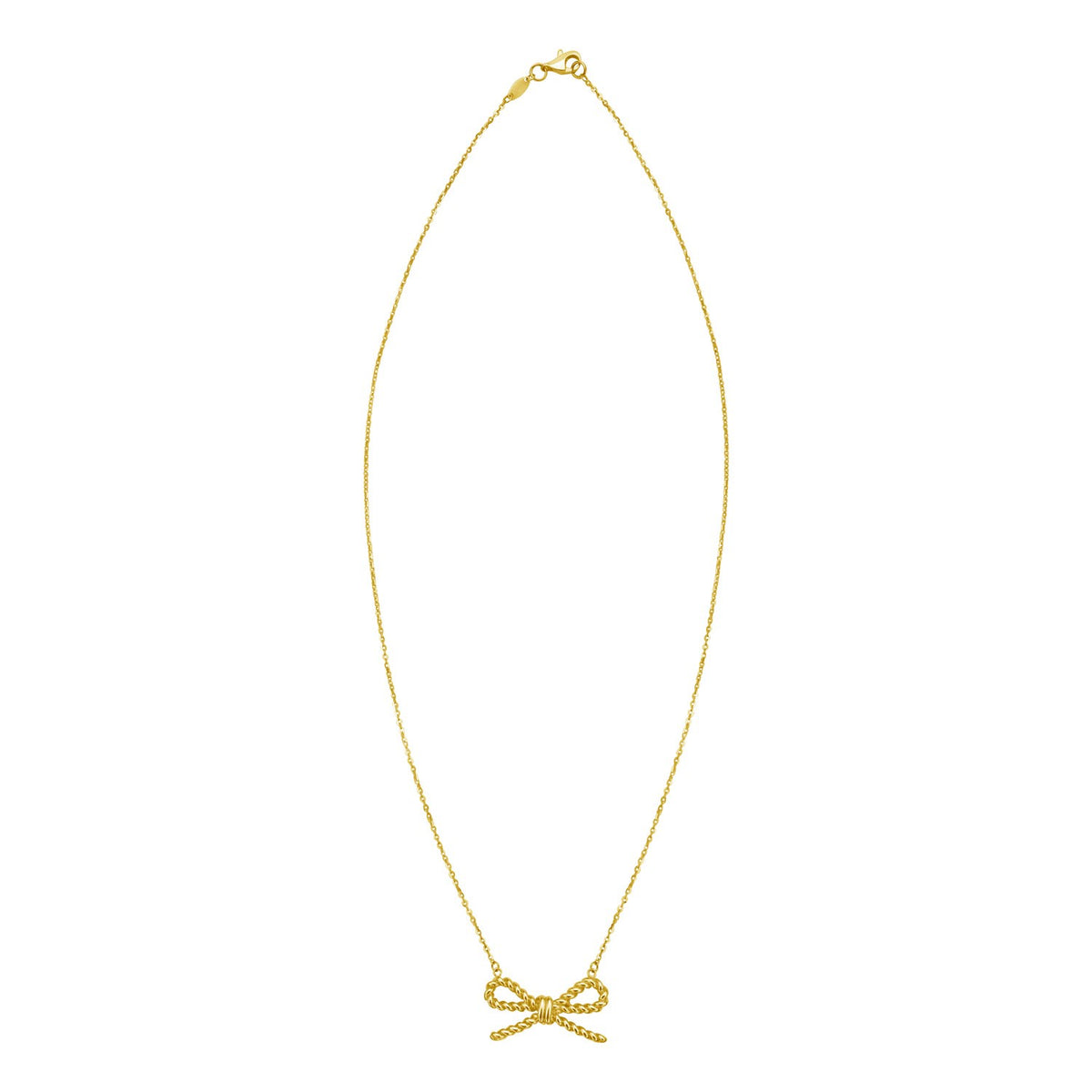 14K Yellow Gold Polished Twisted Rope Bow Necklace