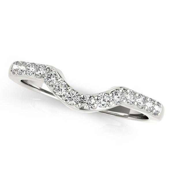 14k White Gold Pave Set Diamond Curved Wedding Band (1/4 cttw) RCJ Rings  CELESTIA LUXE JEWELLERS