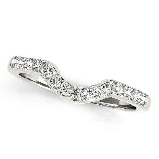 14k White Gold Pave Set Diamond Curved Wedding Band (1/4 cttw) RCJ Rings  CELESTIA LUXE JEWELLERS