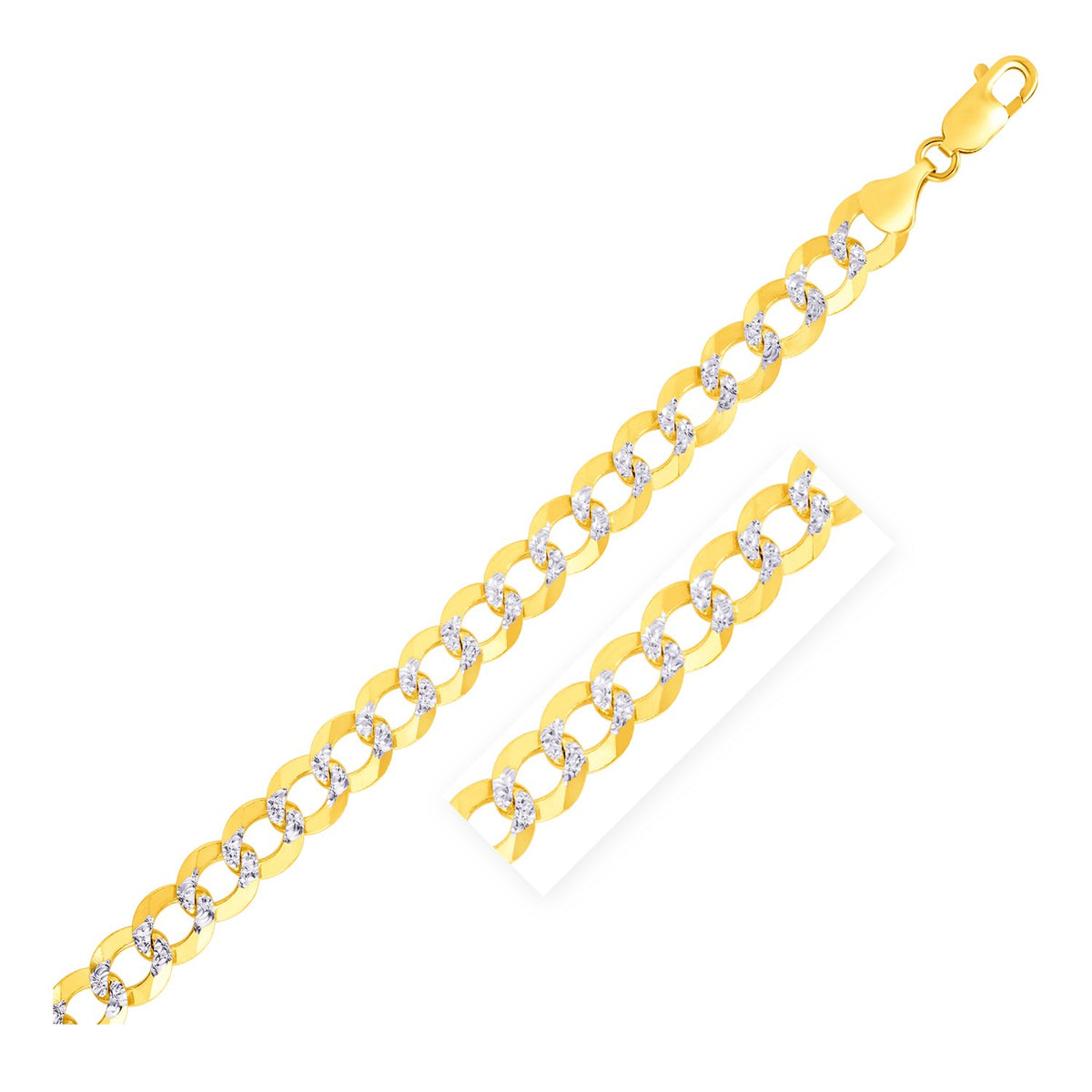 14k Two Tone Gold Pave Curb Bracelet