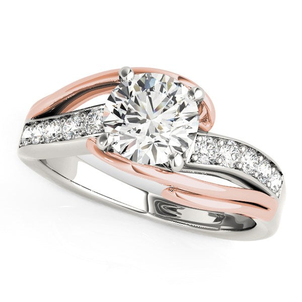 14k White And Rose Gold Bypass Shank Diamond Engagement Ring (1 1/8 cttw) RCJ Rings  CELESTIA LUXE JEWELLERS