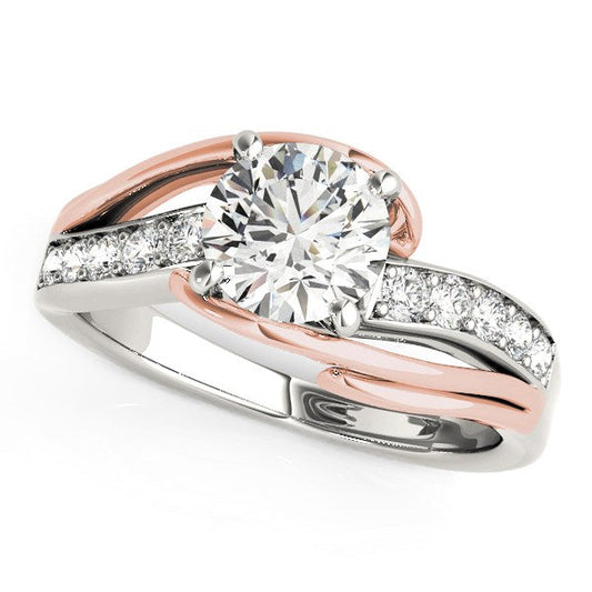14k White And Rose Gold Bypass Shank Diamond Engagement Ring (1 1/8 cttw) RCJ Rings  CELESTIA LUXE JEWELLERS