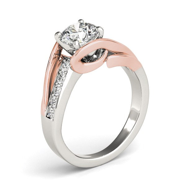 14k White And Rose Gold Bypass Shank Diamond Engagement Ring (1 1/8 cttw) RCJ Rings  CELESTIA LUXE JEWELLERS