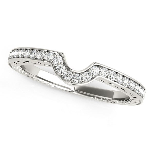 14k White Gold Prong Set Curved Wedding Band (1/8 cttw) RCJ Rings  CELESTIA LUXE JEWELLERS