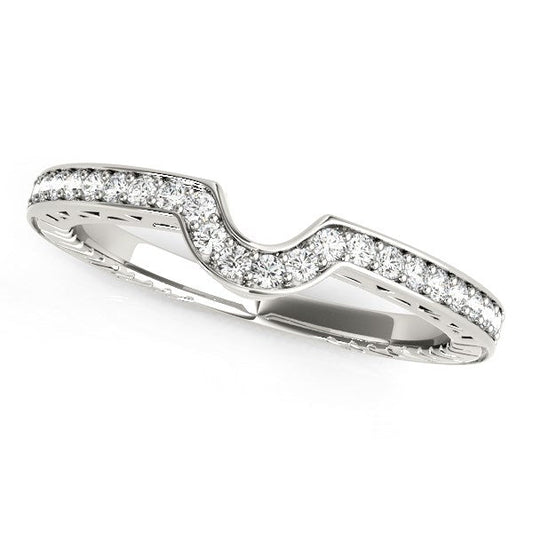 14k White Gold Prong Set Curved Wedding Band (1/8 cttw) RCJ Rings  CELESTIA LUXE JEWELLERS