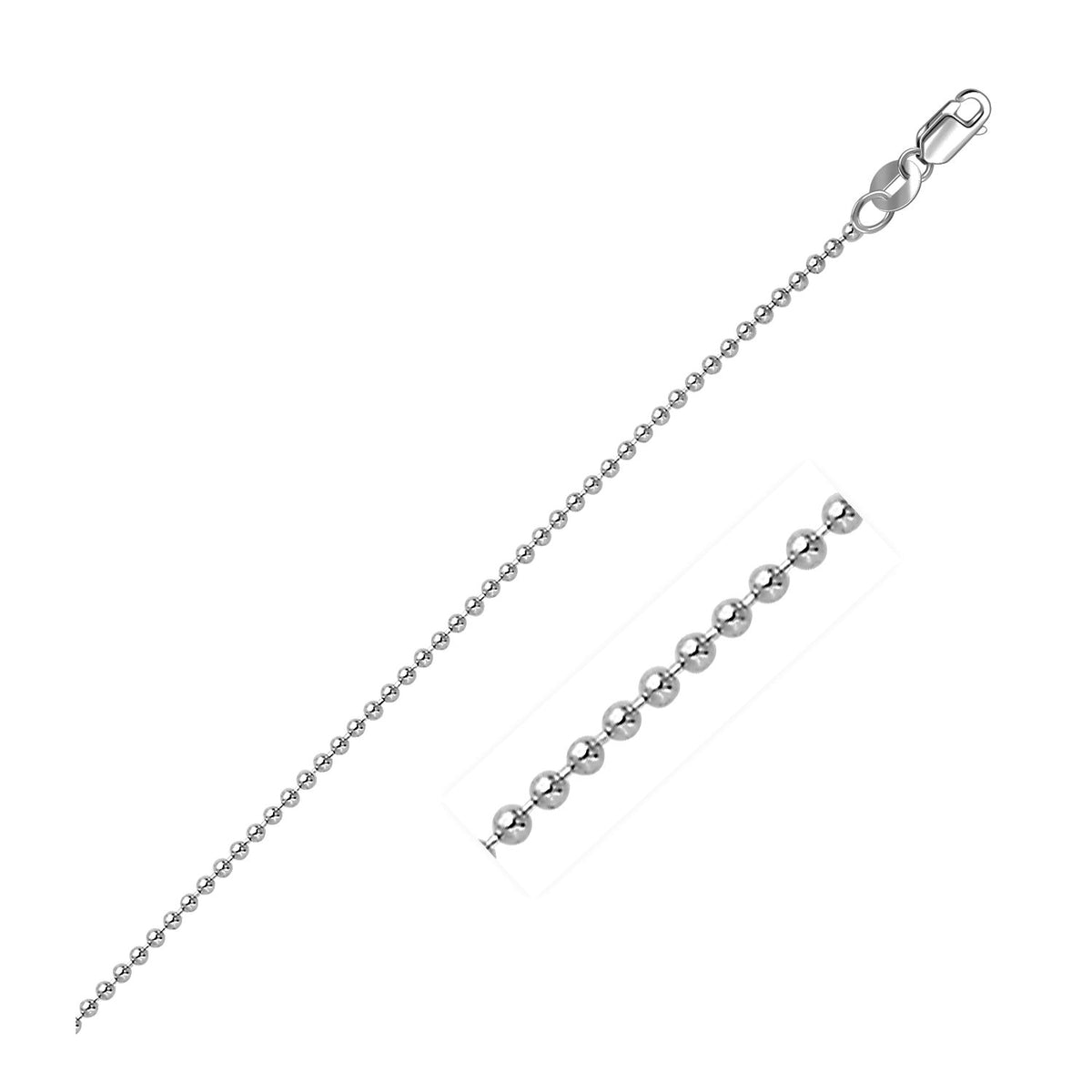 14k White Gold Bead Chain 1.0mm