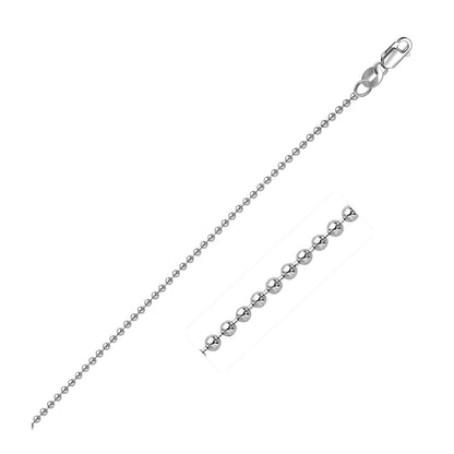 14k White Gold Bead Chain 1.0mm