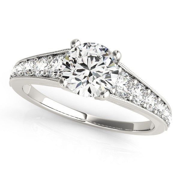 14k White Gold Antique Tapered Shank Diamond Engagement Ring (1 3/8 cttw) RCJ Rings  CELESTIA LUXE JEWELLERS