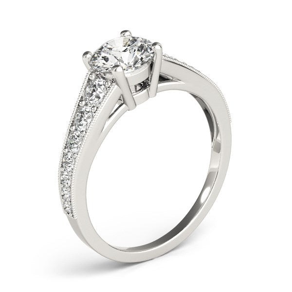 14k White Gold Antique Tapered Shank Diamond Engagement Ring (1 3/8 cttw) RCJ Rings  CELESTIA LUXE JEWELLERS