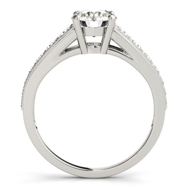 14k White Gold Antique Tapered Shank Diamond Engagement Ring (1 3/8 cttw) RCJ Rings  CELESTIA LUXE JEWELLERS
