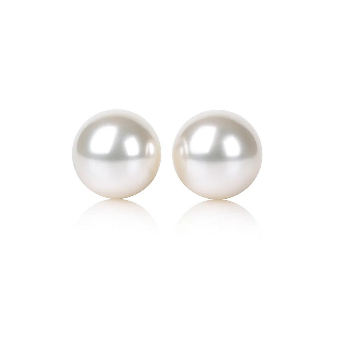 14k Yellow Gold Freshwater Cultured White Pearl Stud Earrings