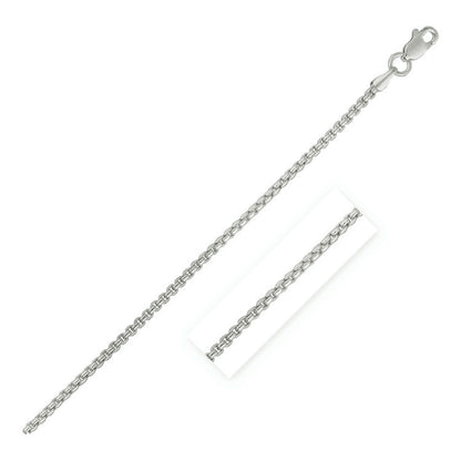 Sterling Silver Rhodium Plated Round Box Chain