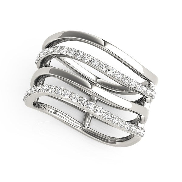 14k White Gold Multiple Band Design Ring with Diamonds (3/8 cttw) RCJ Rings  CELESTIA LUXE JEWELLERS