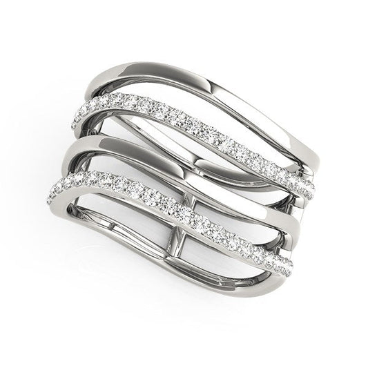 14k White Gold Multiple Band Design Ring with Diamonds (3/8 cttw) RCJ Rings  CELESTIA LUXE JEWELLERS