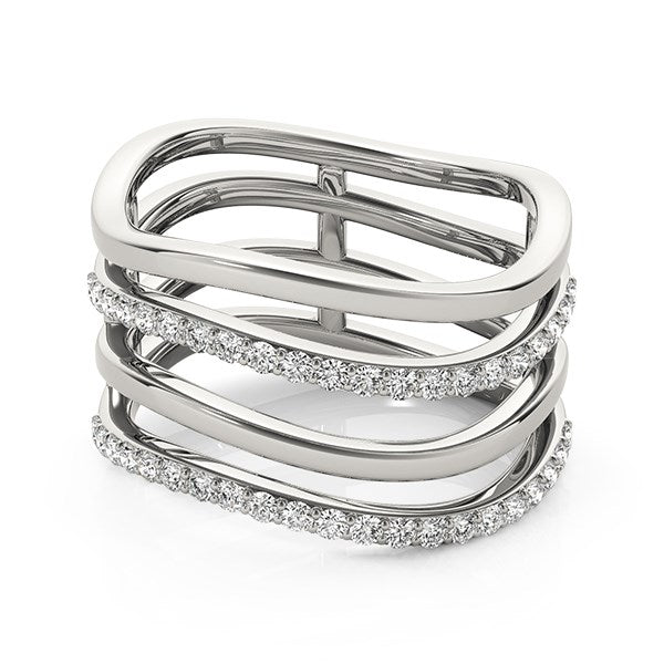 14k White Gold Multiple Band Design Ring with Diamonds (3/8 cttw) RCJ Rings  CELESTIA LUXE JEWELLERS