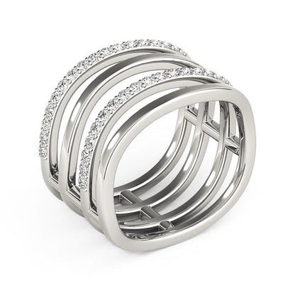 14k White Gold Multiple Band Design Ring with Diamonds (3/8 cttw) RCJ Rings  CELESTIA LUXE JEWELLERS