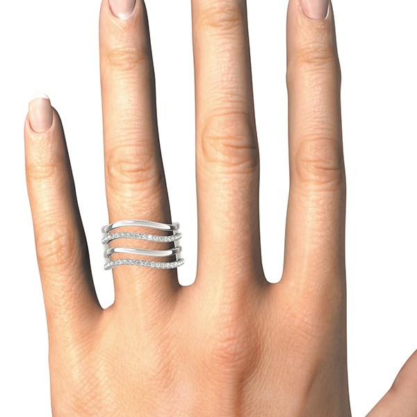 14k White Gold Multiple Band Design Ring with Diamonds (3/8 cttw) RCJ Rings  CELESTIA LUXE JEWELLERS