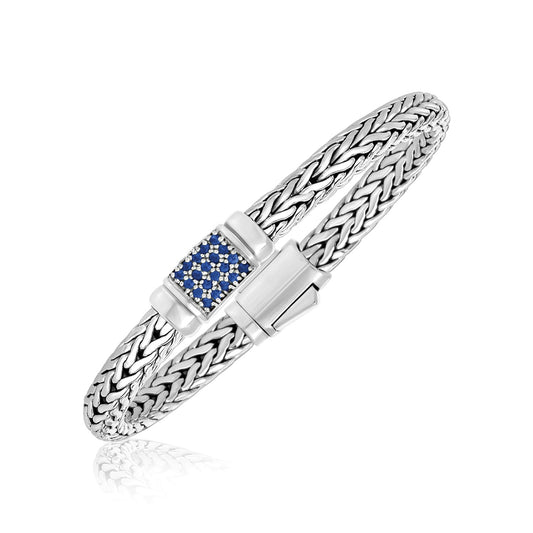 Saphir Bleu Weave Bracelet — Sterling Silver, 7.00 mm