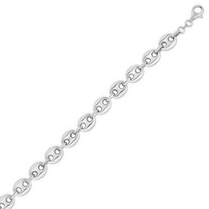 Sterling Silver Rhodium Plated Puffed Mariner Chain
