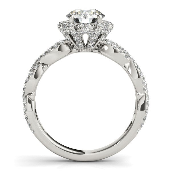 14k White Gold Flower Motif Split Shank Diamond Engagement Ring (1 5/8 cttw) RCJ Rings  CELESTIA LUXE JEWELLERS