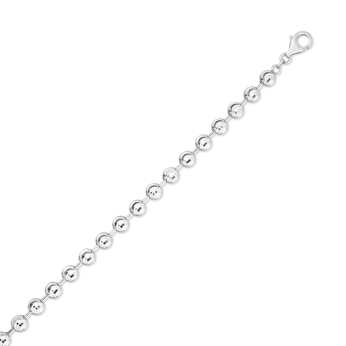 Sterling Silver Rhodium Plated Moon Cut Bead Chain