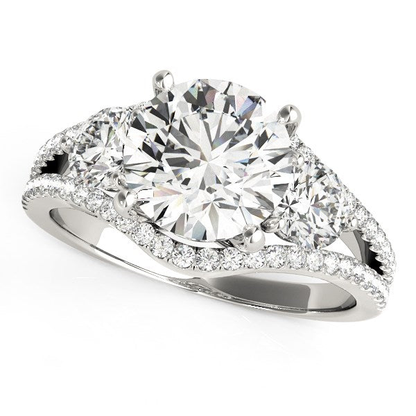 14k White Gold 3 Stone Split Pave Shank Diamond Engagement Ring (2 3/4 cttw) RCJ Rings  CELESTIA LUXE JEWELLERS