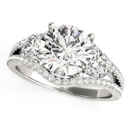 14k White Gold 3 Stone Split Pave Shank Diamond Engagement Ring (2 3/4 cttw) RCJ Rings  CELESTIA LUXE JEWELLERS