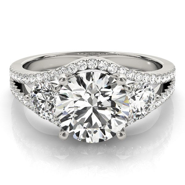 14k White Gold 3 Stone Split Pave Shank Diamond Engagement Ring (2 3/4 cttw) RCJ Rings  CELESTIA LUXE JEWELLERS