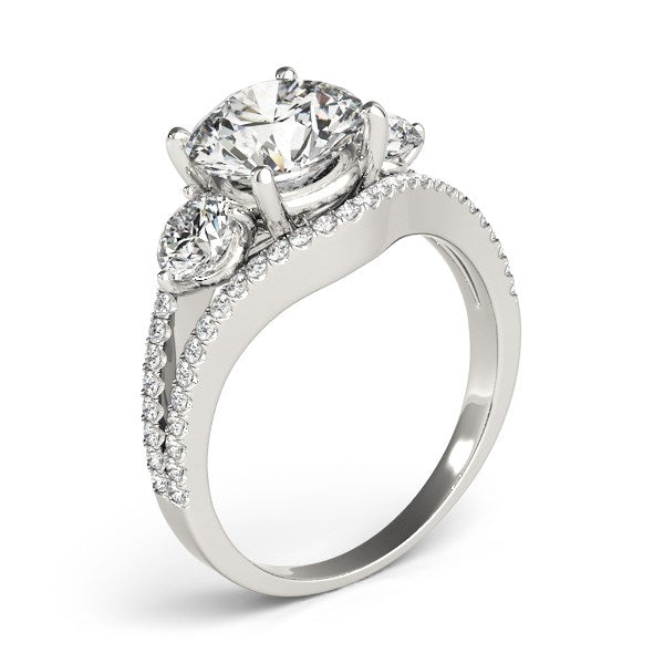 14k White Gold 3 Stone Split Pave Shank Diamond Engagement Ring (2 3/4 cttw) RCJ Rings  CELESTIA LUXE JEWELLERS
