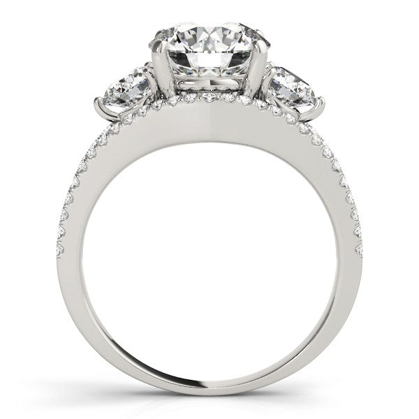 14k White Gold 3 Stone Split Pave Shank Diamond Engagement Ring (2 3/4 cttw) RCJ Rings  CELESTIA LUXE JEWELLERS