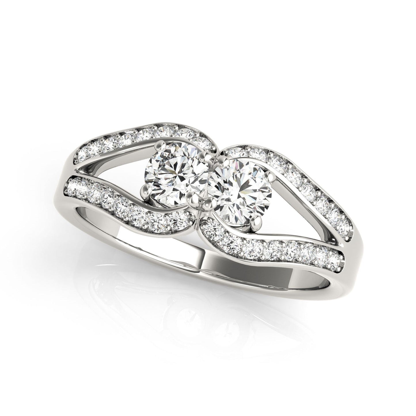 Two Stone Split Shank Design Diamond Ring in 14k White Gold (3/4 cttw) RCJ Rings  CELESTIA LUXE JEWELLERS