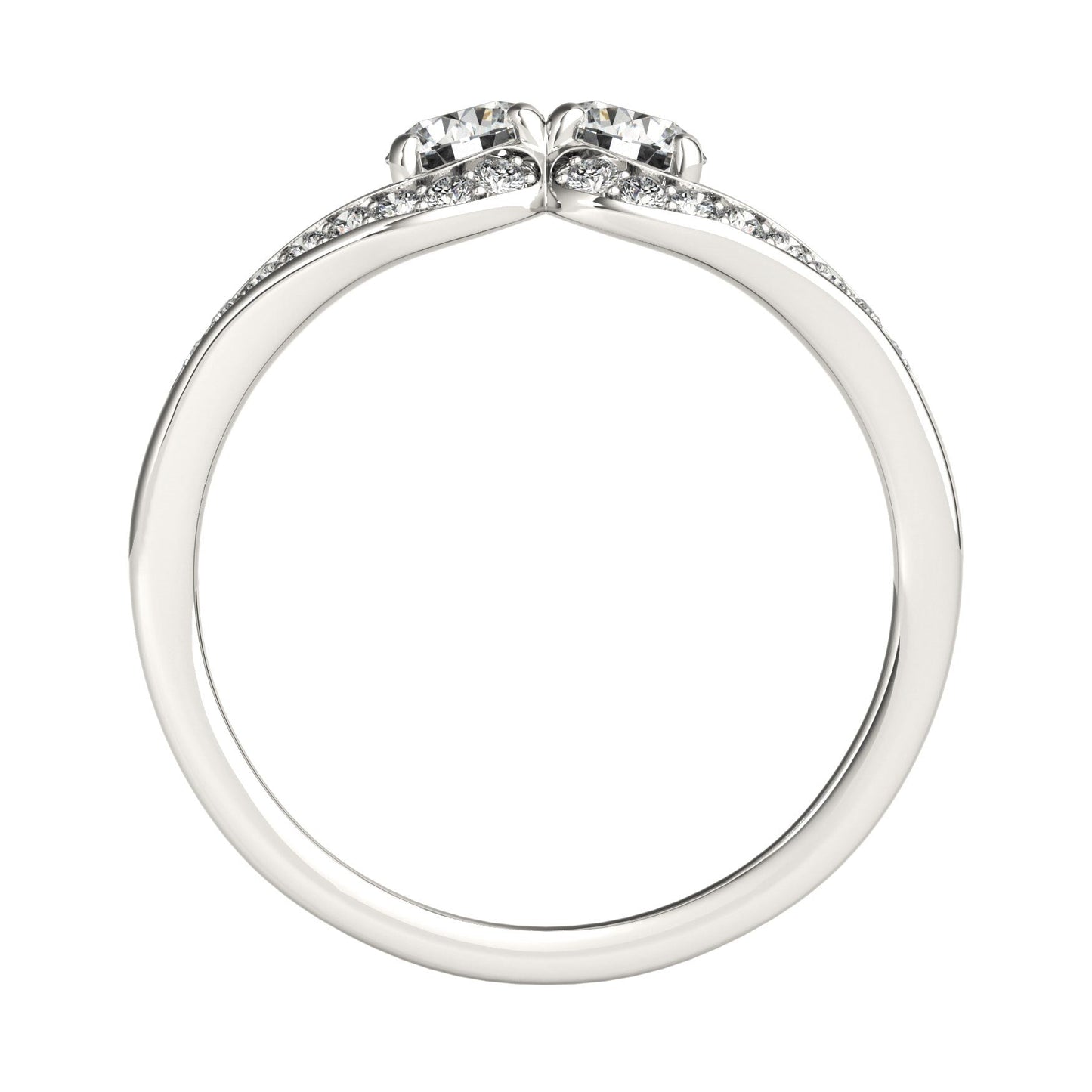 Two Stone Split Shank Design Diamond Ring in 14k White Gold (3/4 cttw) RCJ Rings  CELESTIA LUXE JEWELLERS