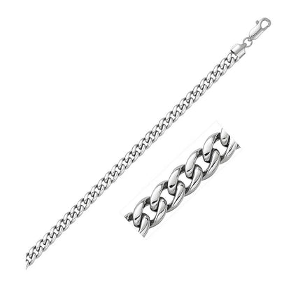 14k White Gold Miami Cuban Semi Solid Bracelet