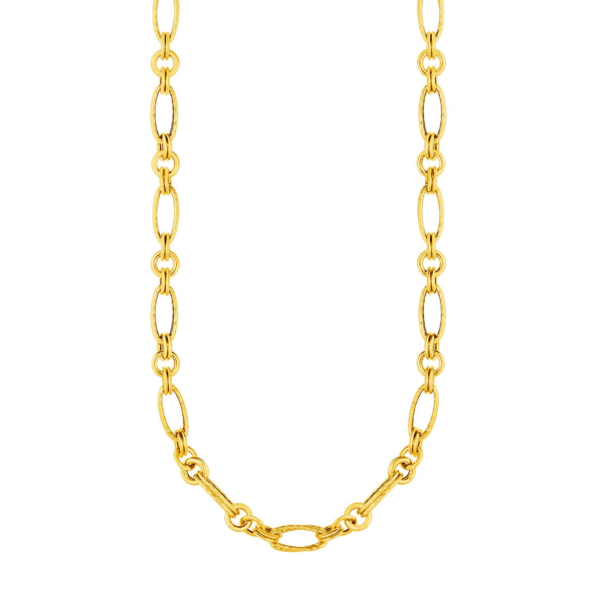 14k Yellow Gold Twisted and Polished Link Necklace