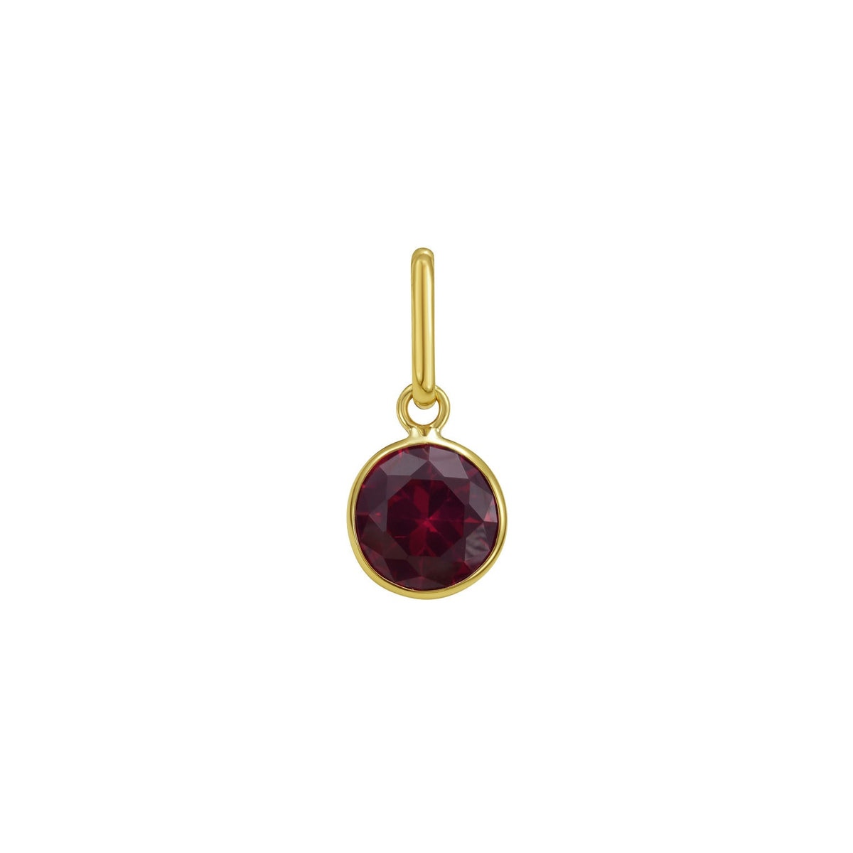 14K Yellow Gold Round Ruby Charm Pendant