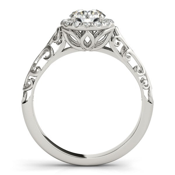 14k White Gold Halo Antique Style Round Diamond Engagement Ring (5/8 cttw) RCJ Rings  CELESTIA LUXE JEWELLERS
