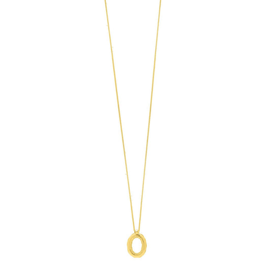 14K Yellow Gold Helium Initial O Pendant