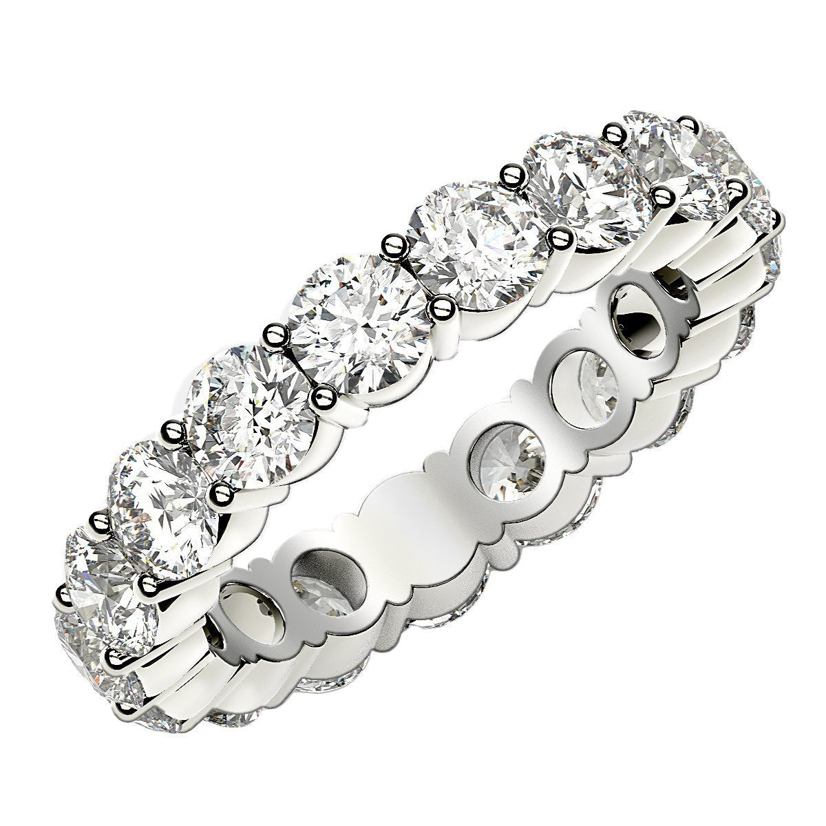 Round Cut Lab Grown Diamond Eternity Ring in 14k White Gold (3 cttw FG/VS2) RCJ Rings  CELESTIA LUXE JEWELLERS