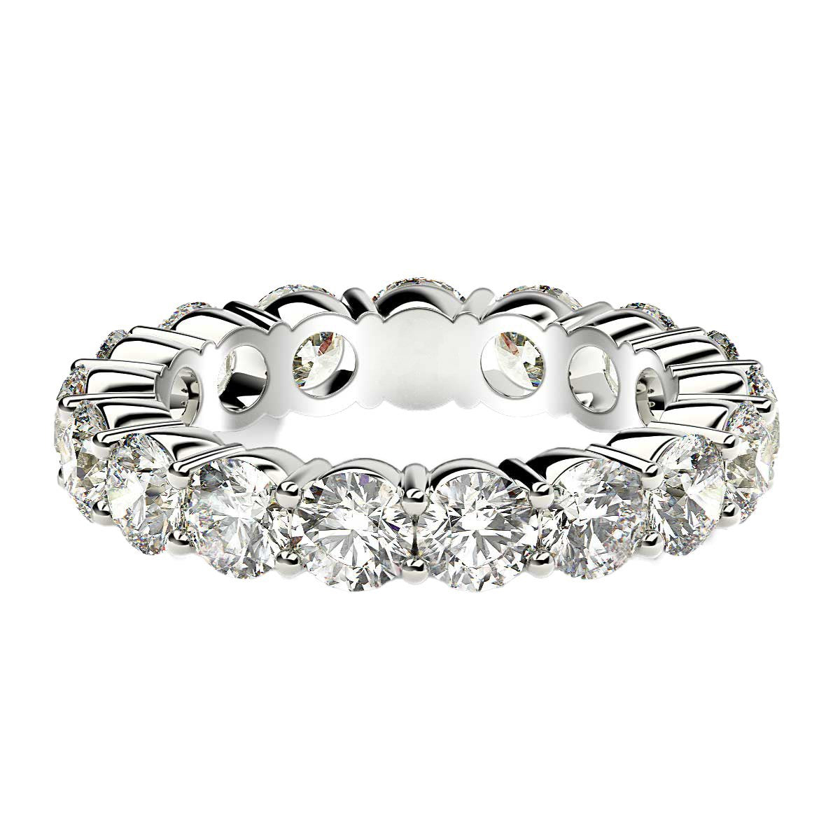 Round Cut Lab Grown Diamond Eternity Ring in 14k White Gold (3 cttw FG/VS2) RCJ Rings  CELESTIA LUXE JEWELLERS