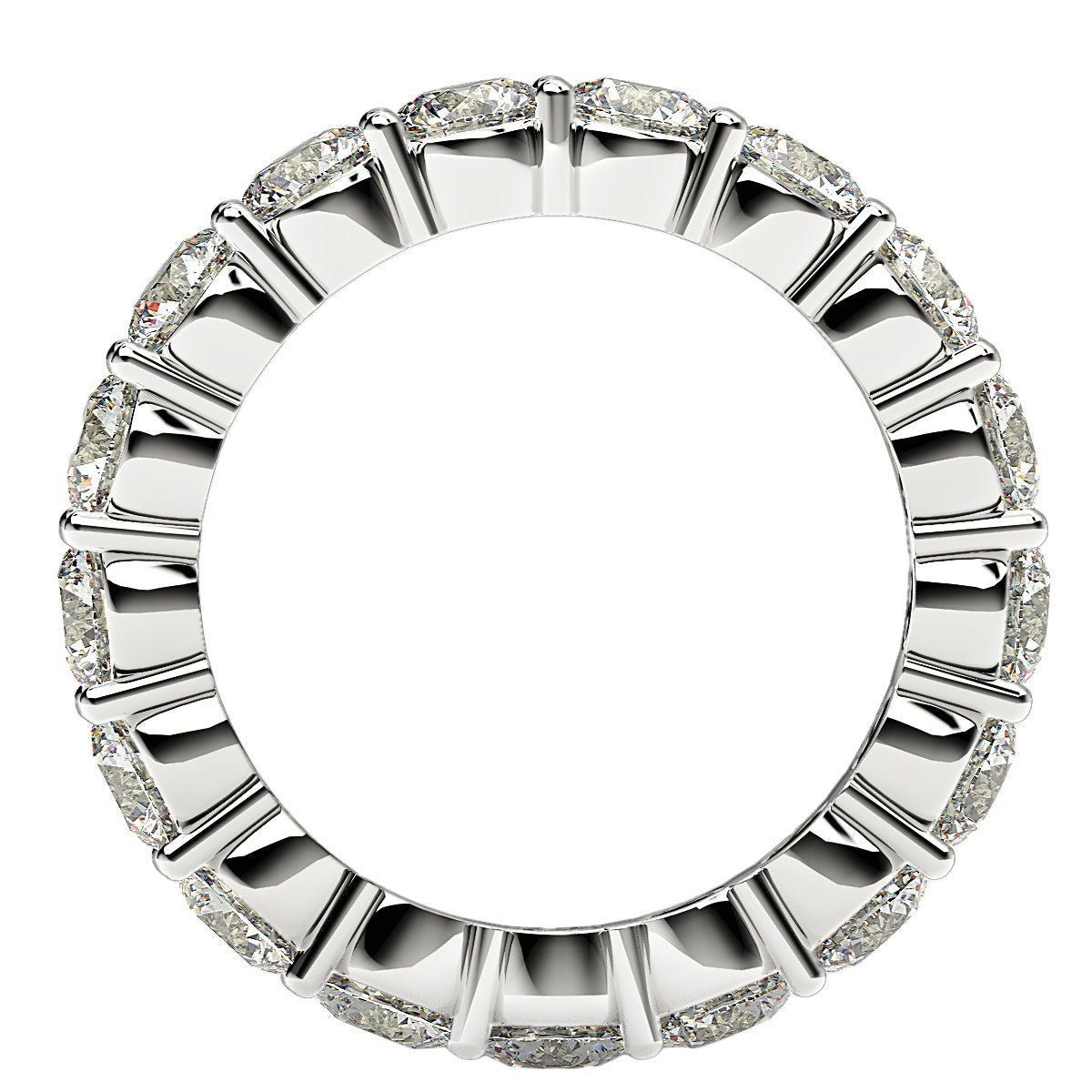 Round Cut Lab Grown Diamond Eternity Ring in 14k White Gold (3 cttw FG/VS2) RCJ Rings  CELESTIA LUXE JEWELLERS
