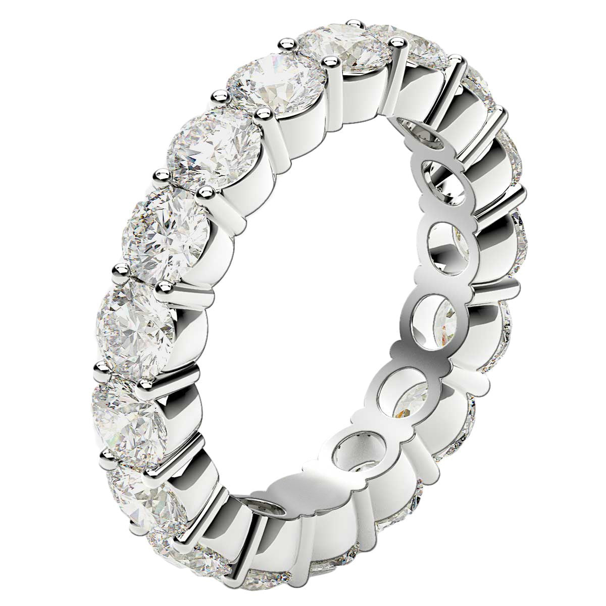 Round Cut Lab Grown Diamond Eternity Ring in 14k White Gold (3 cttw FG/VS2) RCJ Rings  CELESTIA LUXE JEWELLERS